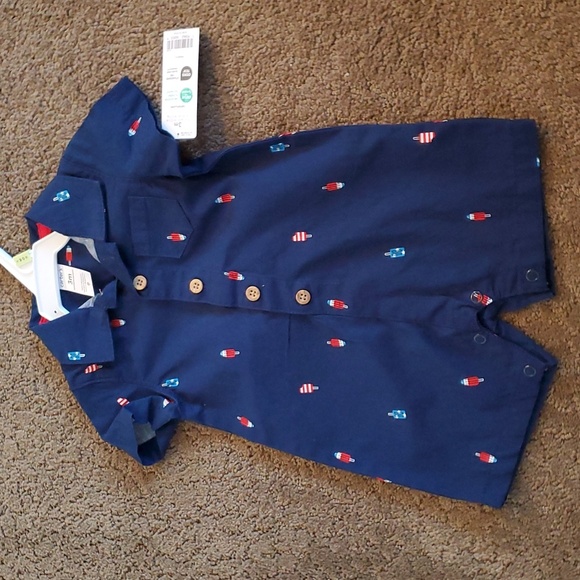 Baby Boys Carter's POPSICLES Romper Size 3 6 9 Months Navy Blue Patriotic NWT - Picture 5 of 5